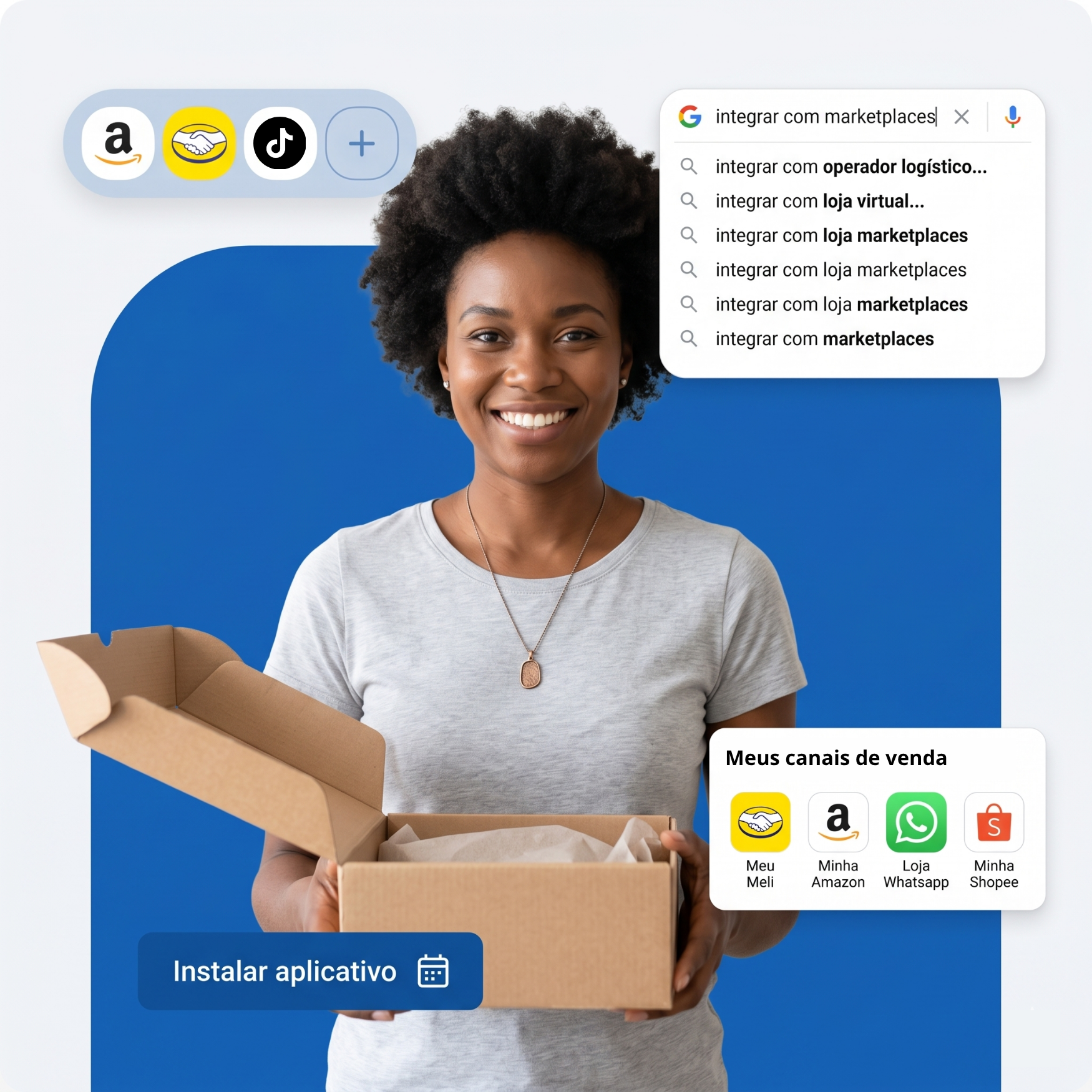 Marketplaces, loja virtual, PDV, live commerce e vendedor IA integrados no mesmo sistema