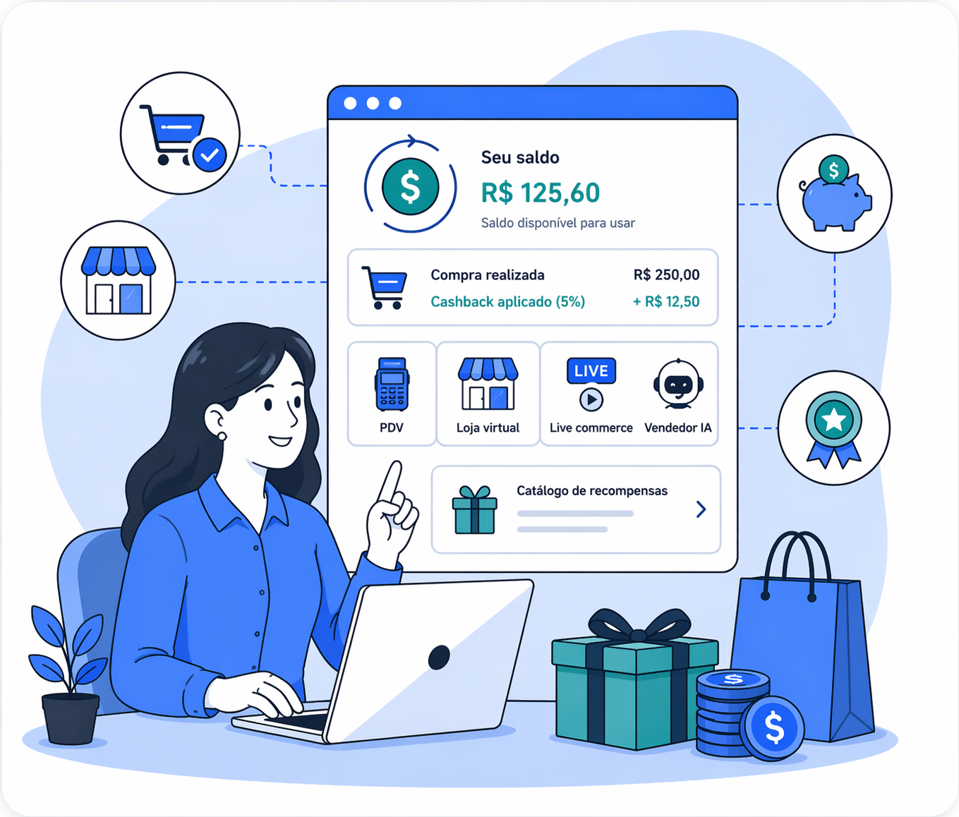 Marketplaces, loja virtual, PDV, live commerce e vendedor IA integrados no mesmo sistema